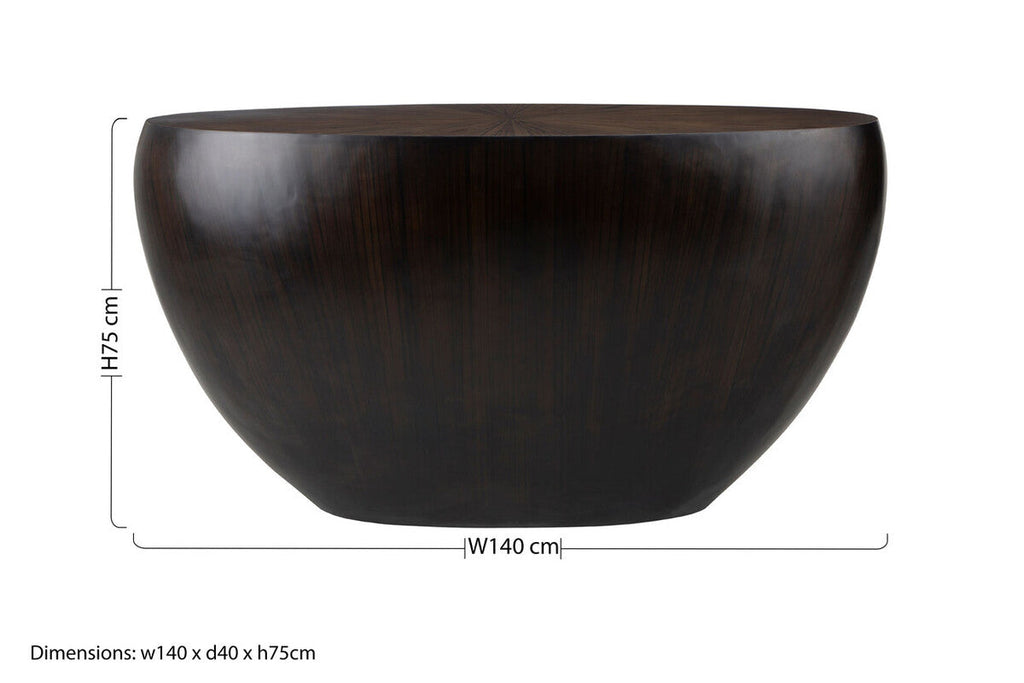 Orsina Gabo Round Ebony Console Table – Starburst Bamboo & Wood