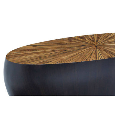 Orsina Gabo Round Ebony Console Table – Starburst Bamboo & Wood