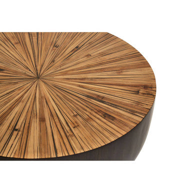 Orsina Gabo Round Ebony Coffee Table – Sunburst Wood & Bamboo Base