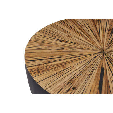 Orsina Gabo Round Ebony Coffee Table – Sunburst Wood & Bamboo Base