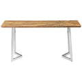Orsina Gabar Natural Bamboo Console Table with Silver Stainless Steel