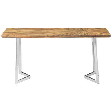 Orsina Gabar Natural Bamboo Console Table with Silver Stainless Steel