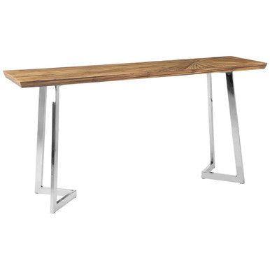 Orsina Gabar Natural Bamboo Console Table with Silver Stainless Steel