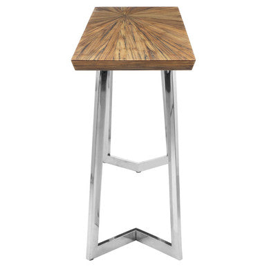Orsina Gabar Natural Bamboo Console Table with Silver Stainless Steel