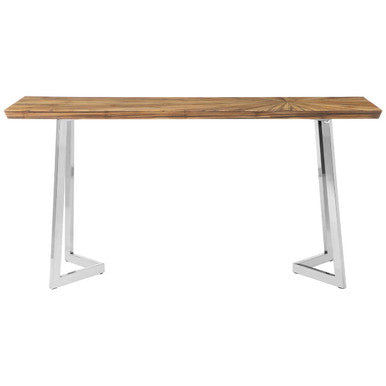Orsina Gabar Natural Bamboo Console Table with Silver Stainless Steel