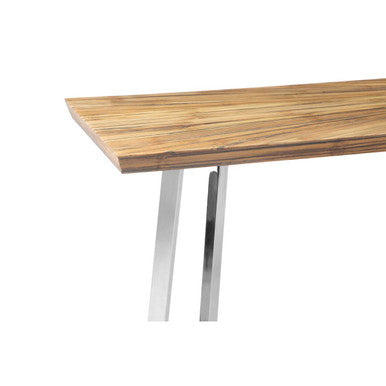 Orsina Gabar Natural Bamboo Console Table with Silver Stainless Steel