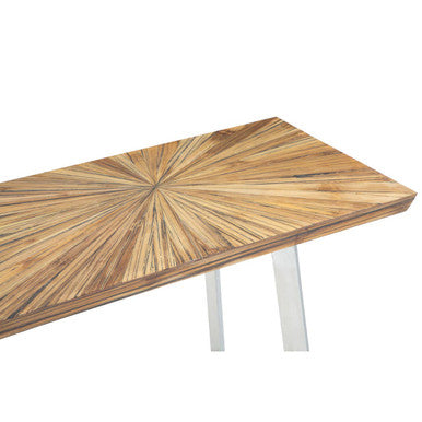 Orsina Gabar Natural Bamboo Console Table with Silver Stainless Steel