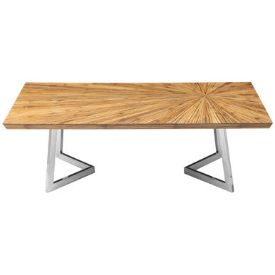 Orsina Natural Bamboo Coffee Table with Silver Stainless Steel Frame