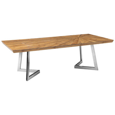 Orsina Natural Bamboo Coffee Table with Silver Stainless Steel Frame