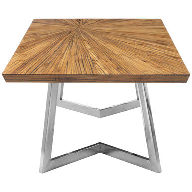 Orsina Natural Bamboo Coffee Table with Silver Stainless Steel Frame