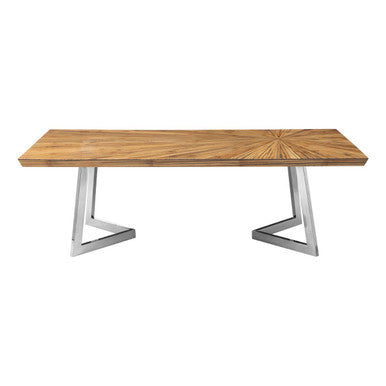 Orsina Natural Bamboo Coffee Table with Silver Stainless Steel Frame