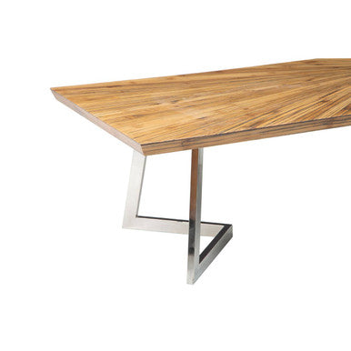 Orsina Natural Bamboo Coffee Table with Silver Stainless Steel Frame