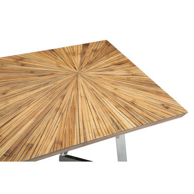 Orsina Natural Bamboo Coffee Table with Silver Stainless Steel Frame