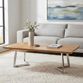 Orsina Natural Bamboo Coffee Table with Silver Stainless Steel Frame