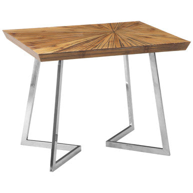 Orsina Gabar Natural Bamboo Side Table with Silver Stainless Steel Frame