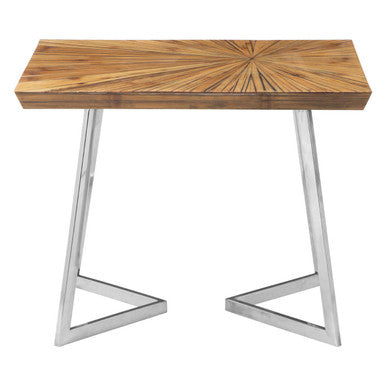 Orsina Gabar Natural Bamboo Side Table with Silver Stainless Steel Frame