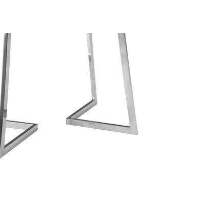 Orsina Gabar Natural Bamboo Side Table with Silver Stainless Steel Frame