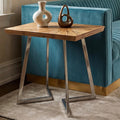 Orsina Gabar Natural Bamboo Side Table with Silver Stainless Steel Frame