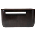 Orsina Gabelle Oval Ebony Bamboo Console Table with Storage Shelf