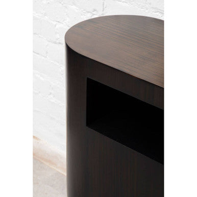 Orsina Gabelle Oval Ebony Bamboo Console Table with Storage Shelf