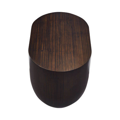 Orsina Gabelle Ebony Bamboo Oval Side Table with Storage Shelf