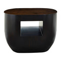 Orsina Gabelle Ebony Bamboo Oval Side Table with Storage Shelf