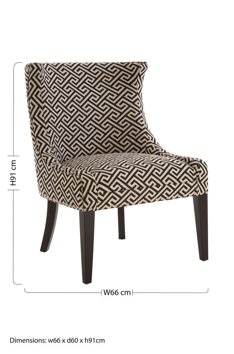 Orsina Regents Park Greek Key Wingback Accent Chair – Black Legs