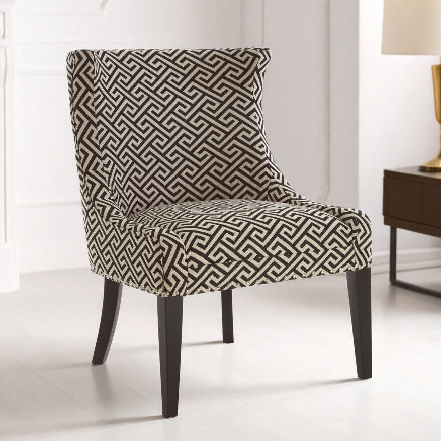 Orsina Regents Park Greek Key Wingback Accent Chair – Black Legs