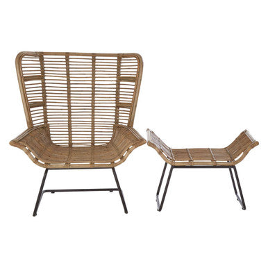 Orsina Manado Natural Grey Rattan Lounge Chair and Footstool Set