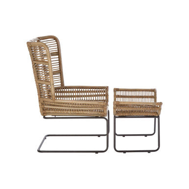 Orsina Manado Natural Grey Rattan Lounge Chair and Footstool Set