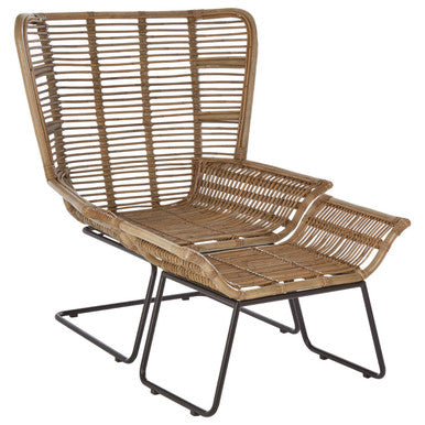 Orsina Manado Natural Grey Rattan Lounge Chair and Footstool Set