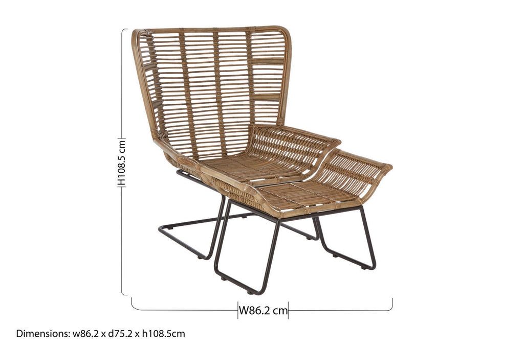 Orsina Manado Natural Grey Rattan Lounge Chair and Footstool Set