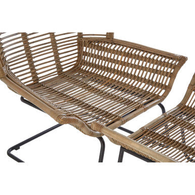 Orsina Manado Natural Grey Rattan Lounge Chair and Footstool Set