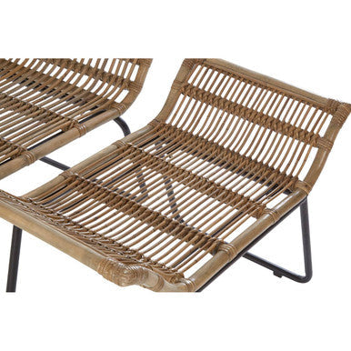 Orsina Manado Natural Grey Rattan Lounge Chair and Footstool Set