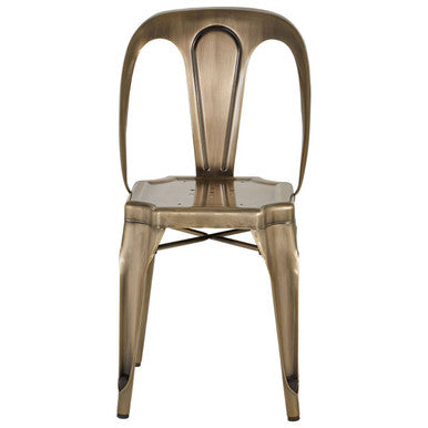 Orsina Grange Brass Metal Dining Chair – Industrial Vintage Style