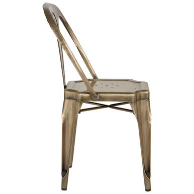 Orsina Grange Brass Metal Dining Chair – Industrial Vintage Style