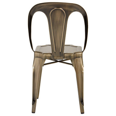 Orsina Grange Brass Metal Dining Chair – Industrial Vintage Style