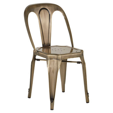 Orsina Grange Brass Metal Dining Chair – Industrial Vintage Style