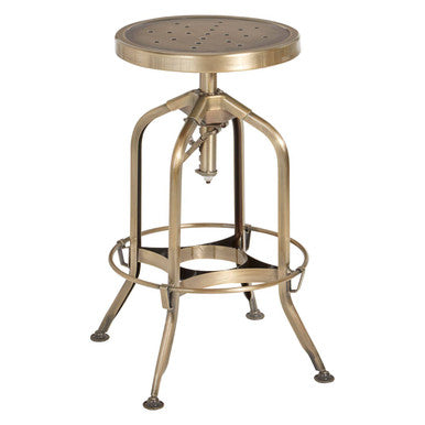 Orsina Gator Adjustable Bar Stool – Brass Finish Steel Counter Seat