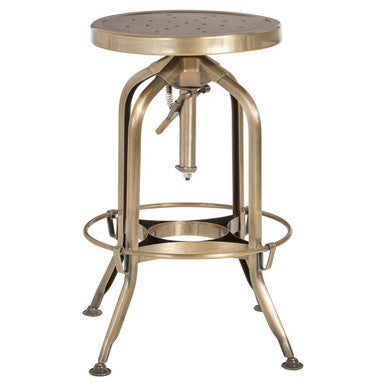 Orsina Gator Adjustable Bar Stool – Brass Finish Steel Counter Seat