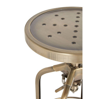 Orsina Gator Adjustable Bar Stool – Brass Finish Steel Counter Seat