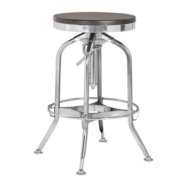 Orsina Gator Adjustable Bar Stool – Black Ash Wood & Chrome Finish