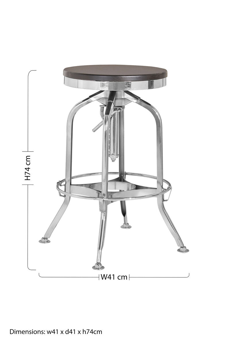 Orsina Gator Adjustable Bar Stool – Black Ash Wood & Chrome Finish