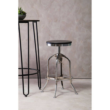 Orsina Gator Adjustable Bar Stool – Black Ash Wood & Chrome Finish