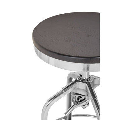Orsina Gator Adjustable Bar Stool – Black Ash Wood & Chrome Finish