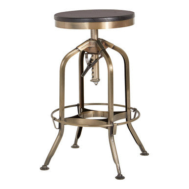 Orsina Gator Adjustable Bar Stool | Black Ash Wood and Brass Finish