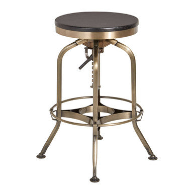 Orsina Gator Adjustable Bar Stool | Black Ash Wood and Brass Finish