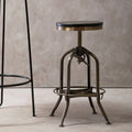 Orsina Gator Adjustable Bar Stool | Black Ash Wood and Brass Finish
