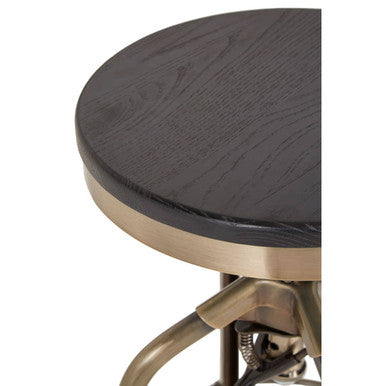Orsina Gator Adjustable Bar Stool | Black Ash Wood and Brass Finish