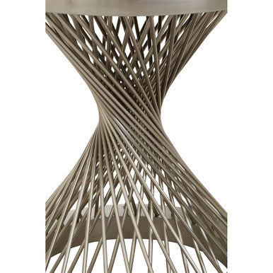 Orsina Anzio Hourglass Side Table | Black Glass & Silver Stainless Steel